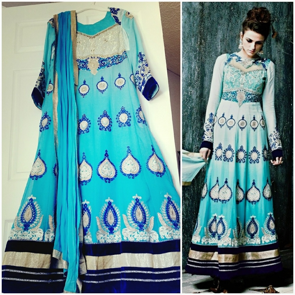 Bollywood fashion Anarkali Gown Indian Pakistani L